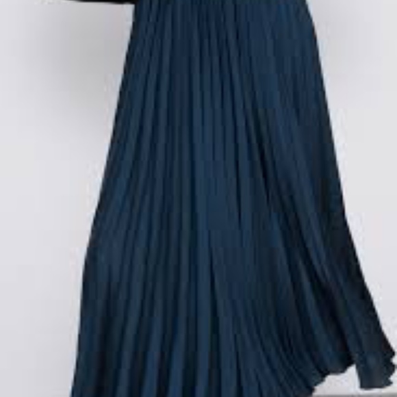 ZARA BLUE SATIN PLEATED MIDI SKIRT - Picture 3 of 4